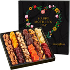 Mothers Day Dried Fruit & Mixed Nuts Mothers Day Gift Basket Easter Arrangement Platter, Gourmet Food Bouquet Birthday Care Package, Healthy Kosher Snack Box - Her Him - Snackberry (9 Variety)