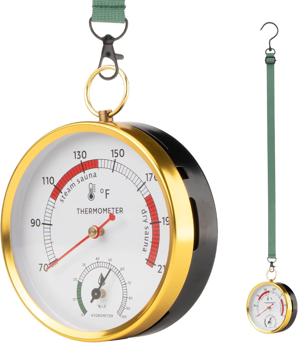 Andelov Sauna Thermometer and Hygrometer (Fahrenheit) with Lanyard Mount, Portable Temperature & Humidity Monitor for Steam Sauna Box, Infrared/Indoor/Home Sauna Accessories