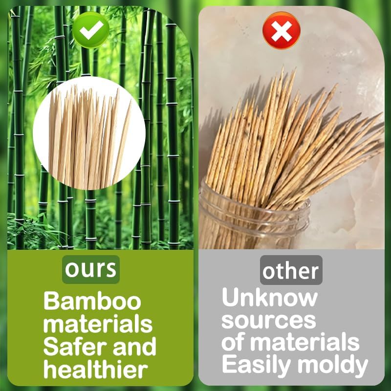 200 PCS 8 Inch Bamboo Skewers for Appetizers, Toothpicks, Cocktail Picks for Christmas Party, Fruit Kababs, Sausage, Barbecue Snacks, Natural Wooden Paddle Skewer Food Sticks, Charcuterie Accessories