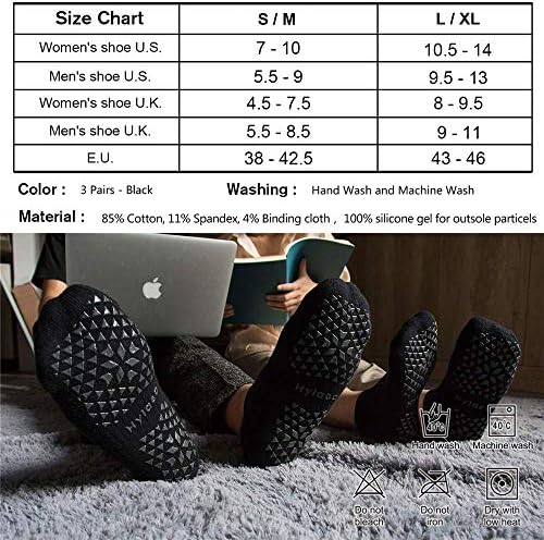 Hylaea Unisex Non Slip Socks with Grip for Yoga, Hospital, Pilates, Barre | Ankle, Cushioned