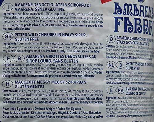 Fabbri Amarena Wild Cherries in Syrup, 7 Pounds, Food Service Size, Gluten Free, Non- GMO, Vegan