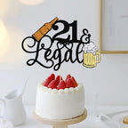 21 & Legal Cake Topper-Glitter Happy 21st Birthday finally Legal Af Themed Party Supplies