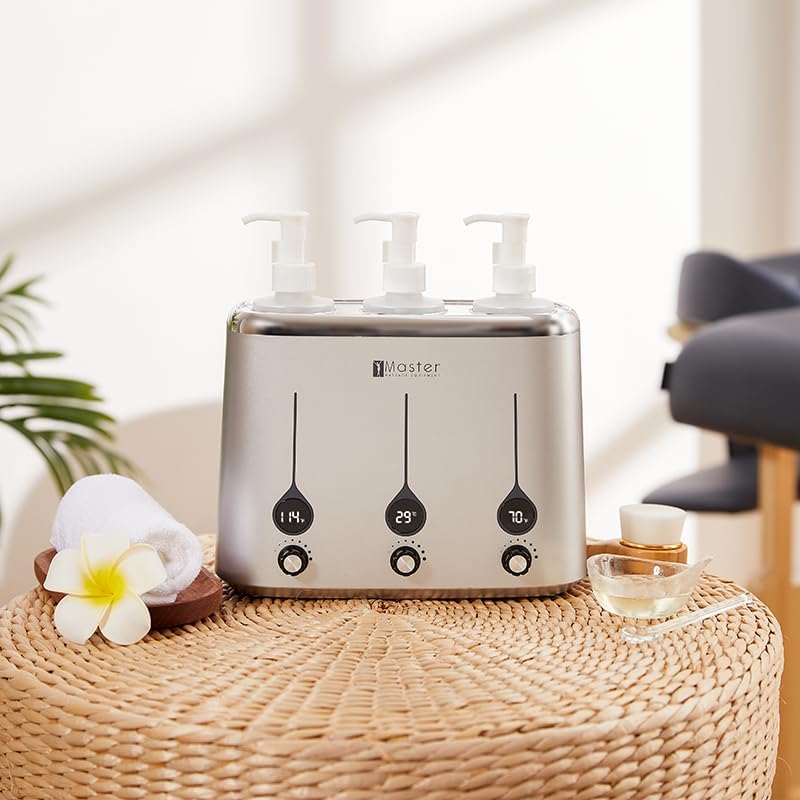 Master Three Bottle Massage Oil Warmer Lotion Warmer Dispenser Heated for Body Cream Heating Device for Massage Therapy & Personal Use- Quick Oil & Lotion Warmer Heats up