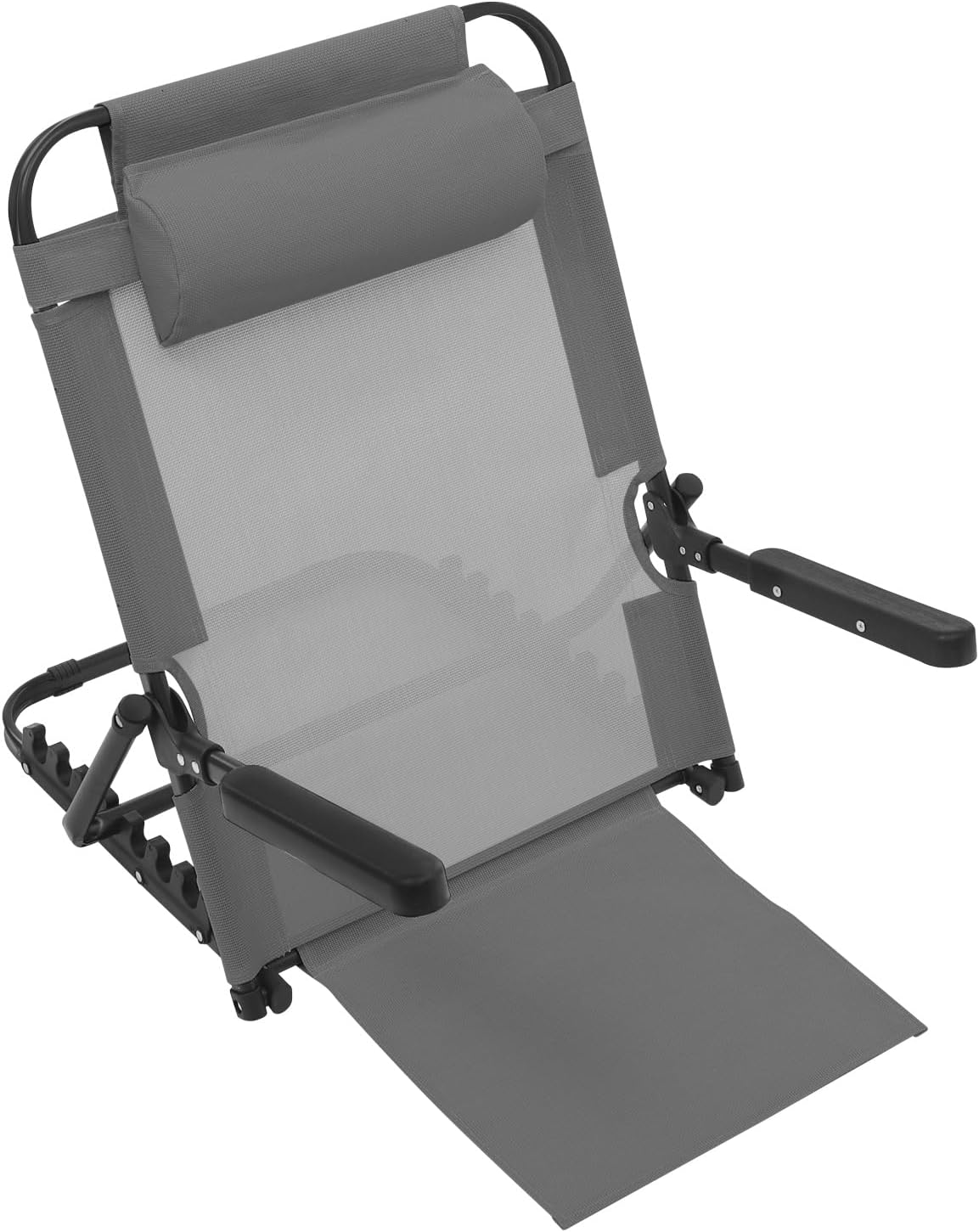 Adjustable Lifting Bed Backrest,20in L Portable Folding Backrest Support W/Armrest + 8 Gears Backrest Support 40-90° 150kg for Neck Head Lumbar Elderly Patient Read Eat (Grey)