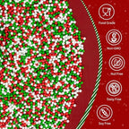 Christmas Nonpareils Sprinkles for Cake Decorating,130g White Red and Green Mini Pearls Mix,Edible Sugar Holiday sprinkle for Cupcake Toppers, Cookie, Ice Cream Decorations Christmas Party Supplies