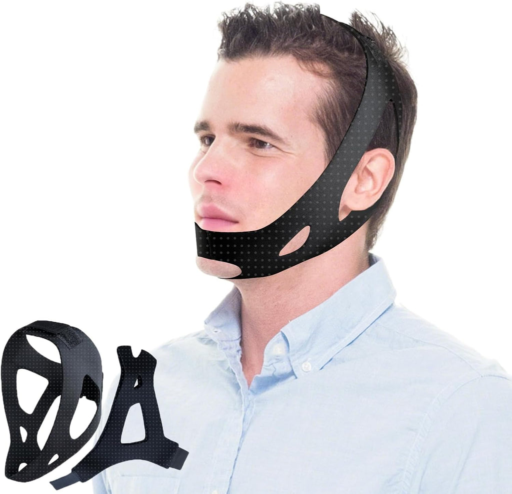 CPAP Chin Strap for Sleep, Anti Snoring Jaw Strap for Men & Women, Breathable Stop Snoring Solution to Keep Mouth Closed, Adjustable Snore Stopper & Sleep Support Device