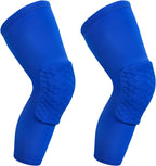 2 Pack Basketball Knee Pads Sleeves, Honeycomb Anti Collision Knee Pads Leg Compression Sleeves, Outdoor Sports Sleeves for Skating Wrestling Soccer Football Volleyball (Blue, Small)
