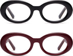 AMOMOMA Oval Reading Glasses for Women Trendy Blue Light Blocking Spring Hinge Stylish Readers AM6222
