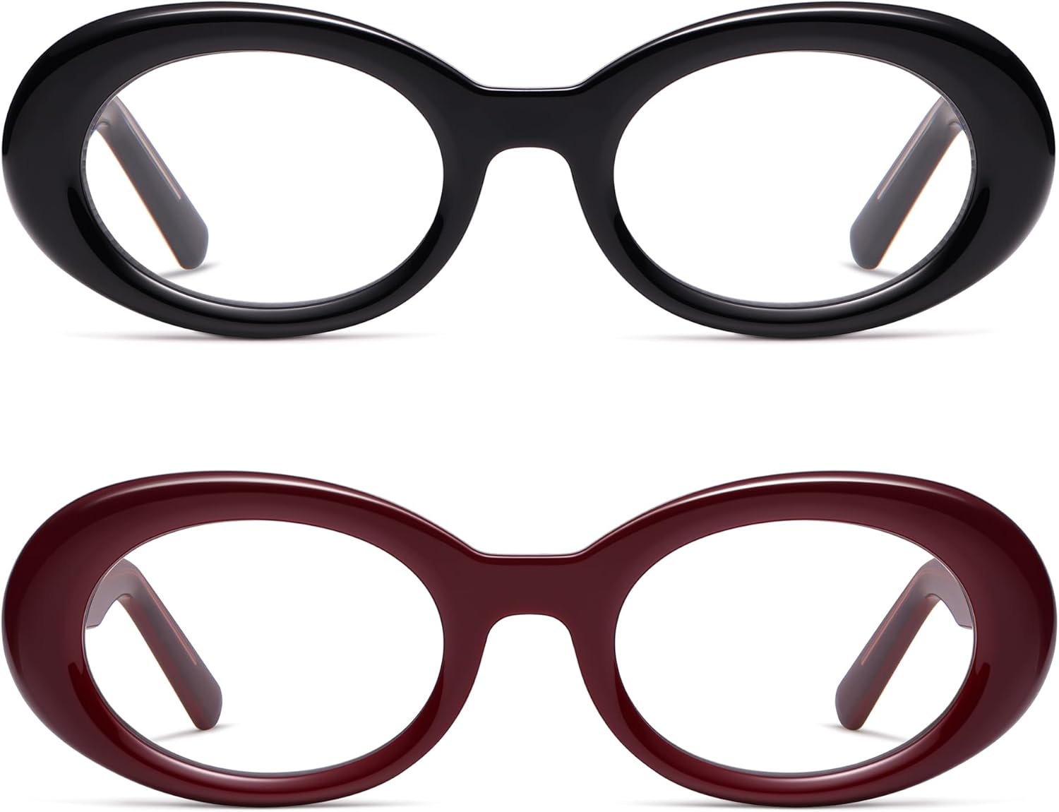 AMOMOMA Oval Reading Glasses for Women Trendy Blue Light Blocking Spring Hinge Stylish Readers AM6222
