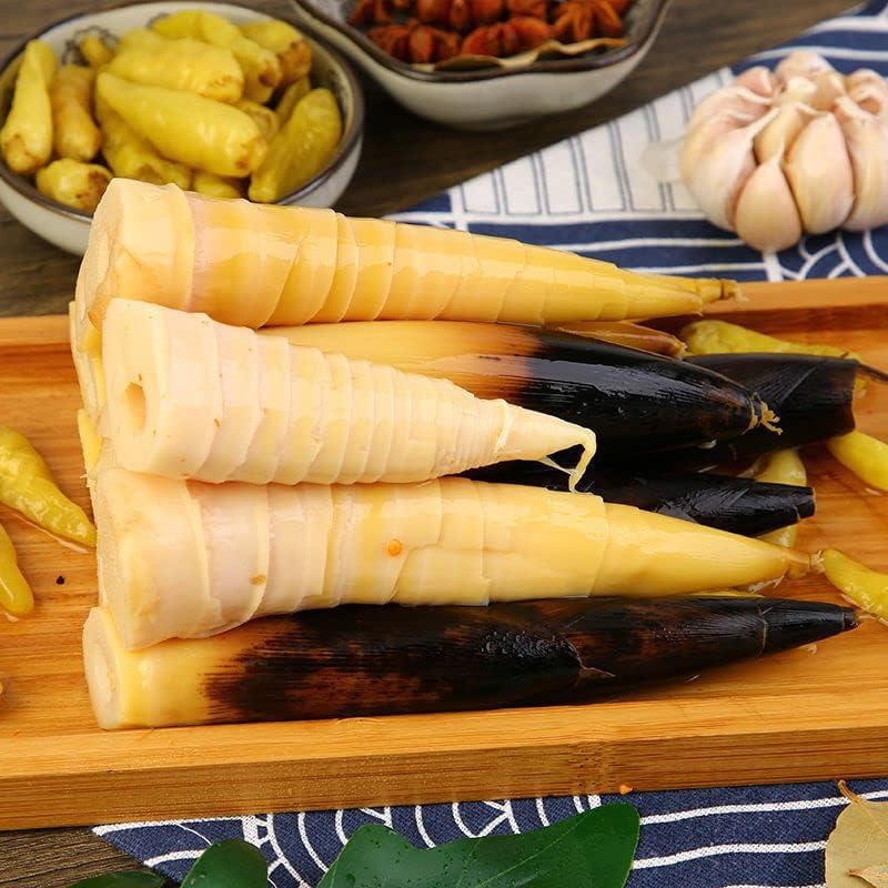 Hand peeled bamboo shoots 230g/pack，Pickled pepper Crispy Bamboo shoots,spicy chinese snack,fresh mountain pepper bamboo shoots,pickled vegetables,spicy strips (Mountain Pepper Flavour,5 pack)
