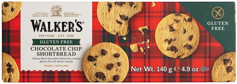 Walkers Gluten-Free Chocolate Chip Shortbread 4.9 oz each (1 Item Per Order) by Walkers Gluten-Free