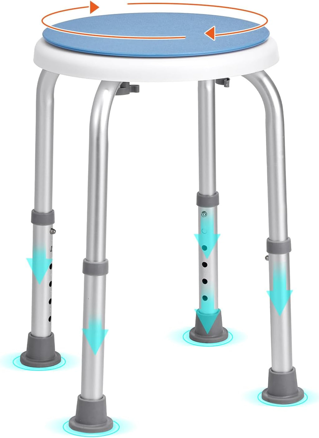 VEVOR Shower Chair for Inside Shower, 360 Degree Swivel Shower Seat, Adjustable Height Shower Stool, Non-Slip Bench Bathtub Seat Stool for Elderly Disabled Adults Handicap, 300 lbs Capacity