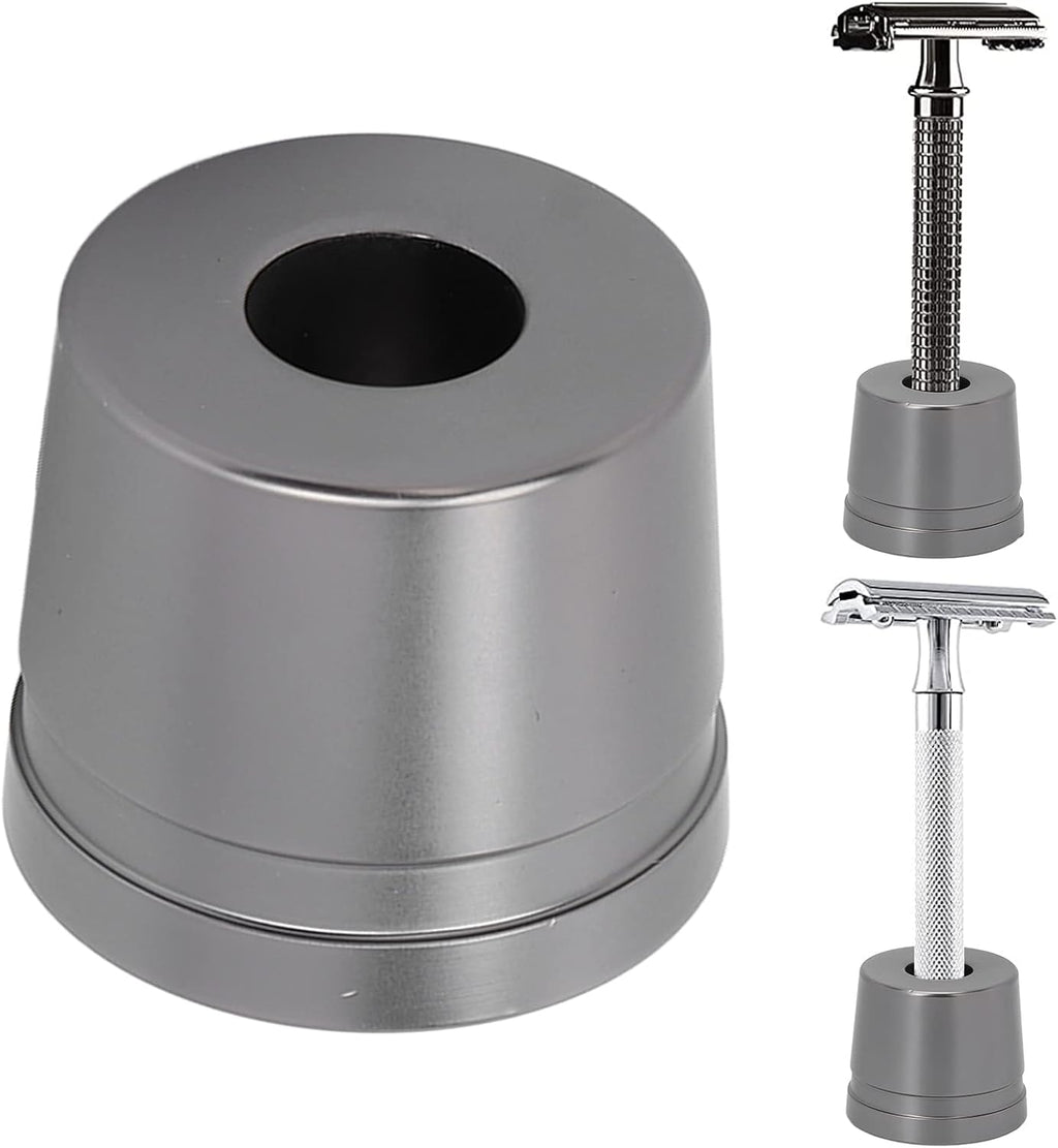 Sonew Safety Stand, Men's Metal Manual Beard Shaver Holder Base for Bathroom Countertops, Base Tool