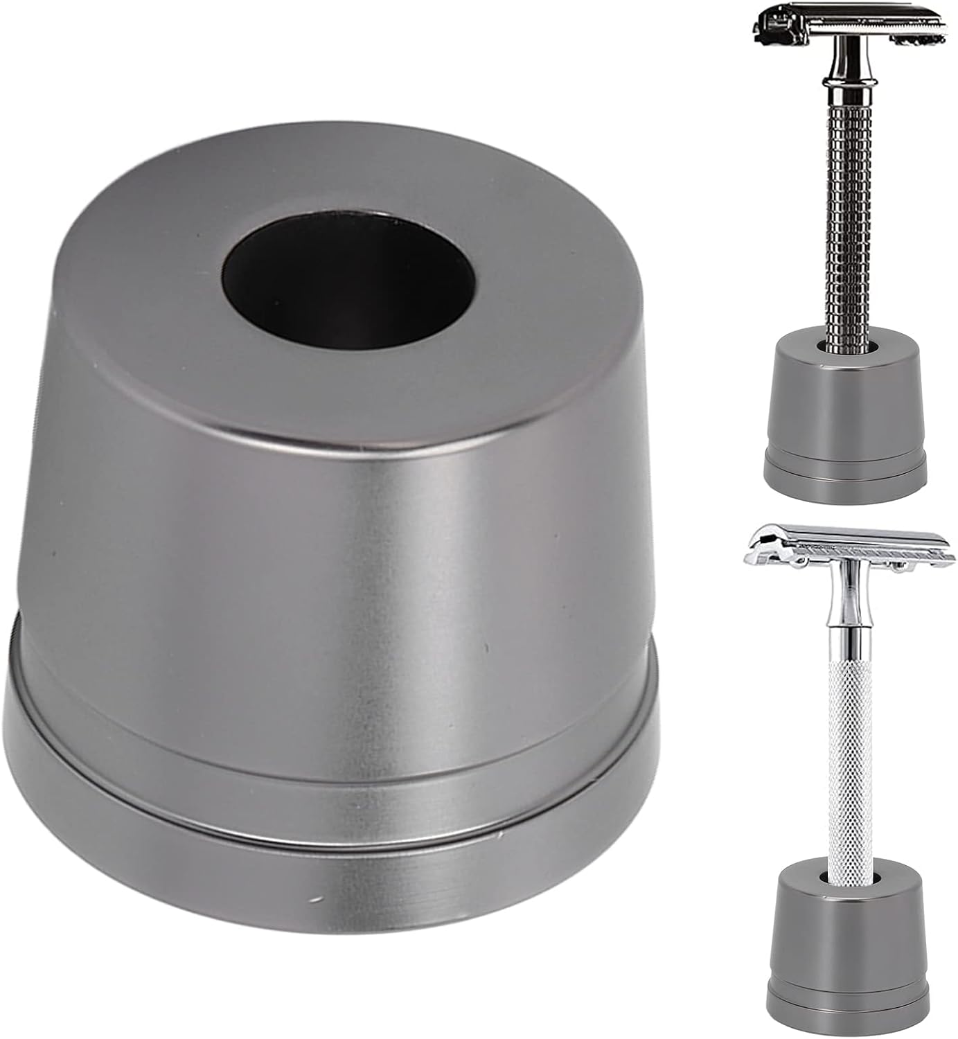 Sonew Safety Stand, Men's Metal Manual Beard Shaver Holder Base for Bathroom Countertops, Base Tool
