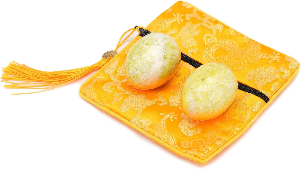 BRABUD Oval Marble Baoding Chinese Health Exercise Stress Balls in Natural Stone Craft Collection BS174 (Light Green)