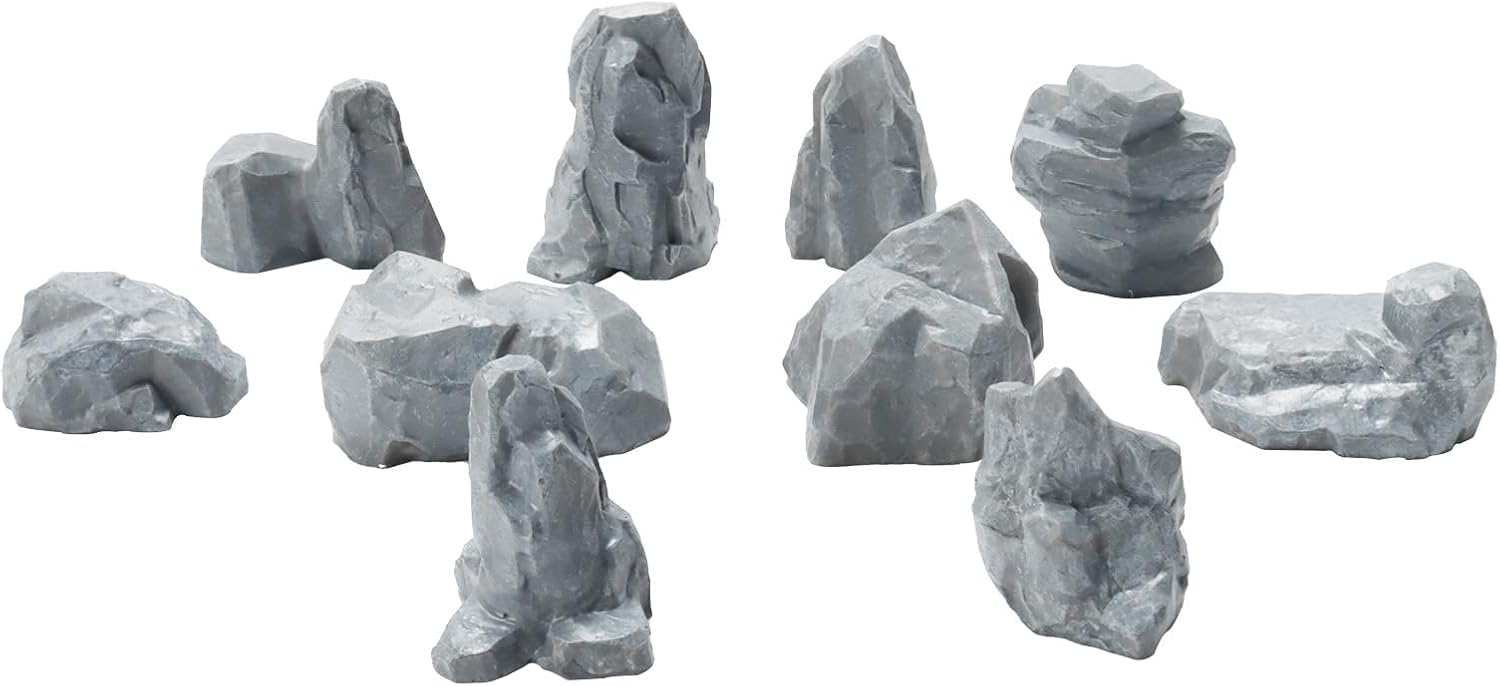 Warmtree 10 Pcs Diorama Rocks Fake Rock Miniature Stone Rock Statue for Diorama Supplies Micro Train Landscape Railway Sand Table Miniature Models Fairy Garden Accessories (Grey)