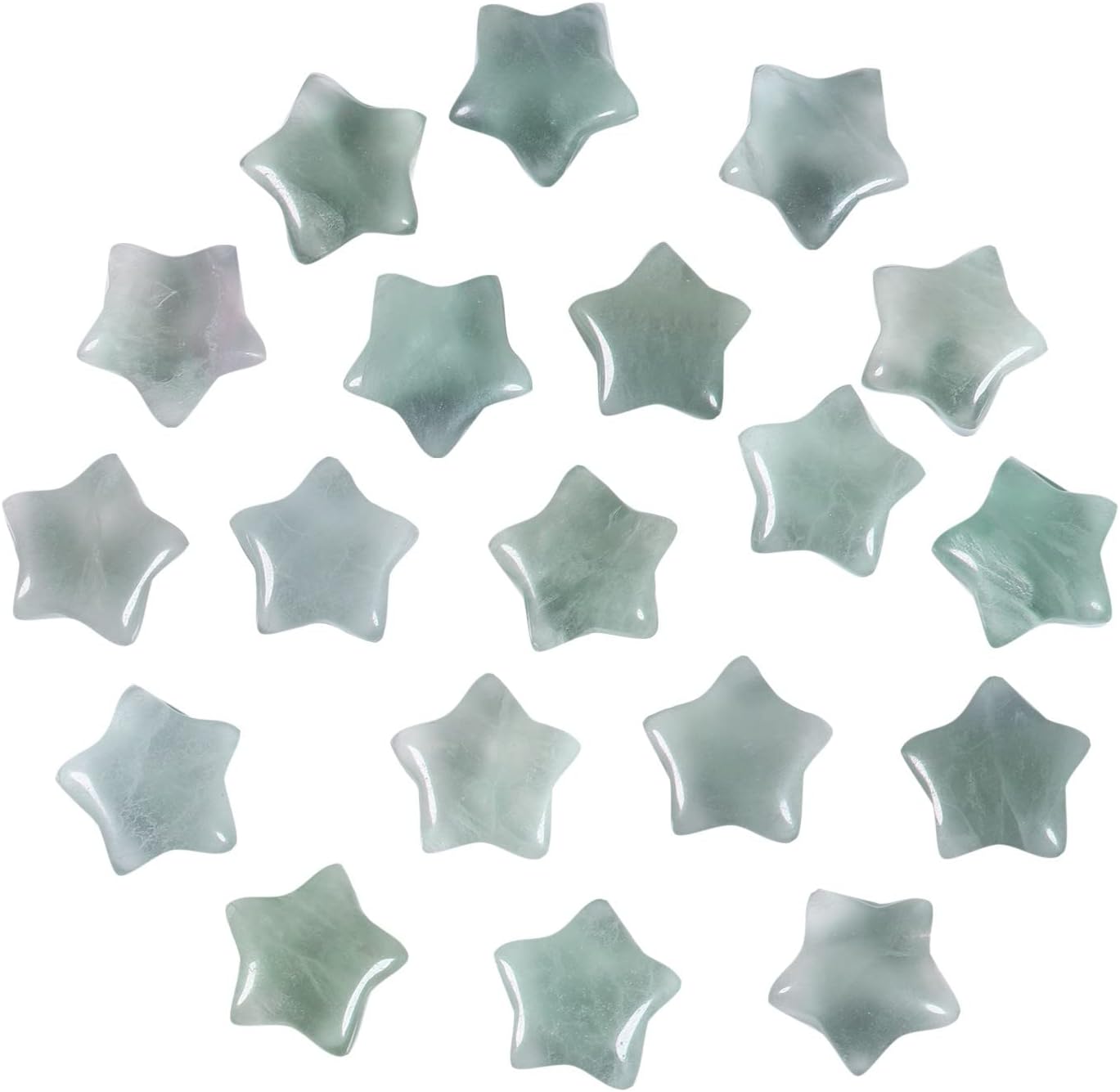 Nupuyai Set of 10 Mini Crystal Star Shape Pocket Palm Stone, Healing Reiki Worry Crystal Stone for Anxiety/Yoga Meditation/Energy Balancing, Fluorite