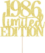Limited EDITION 1986 cake topper 40th birthday happy birthday cake topper men and women cheer 40 years old handmade gold glitter cake decoration (1986）
