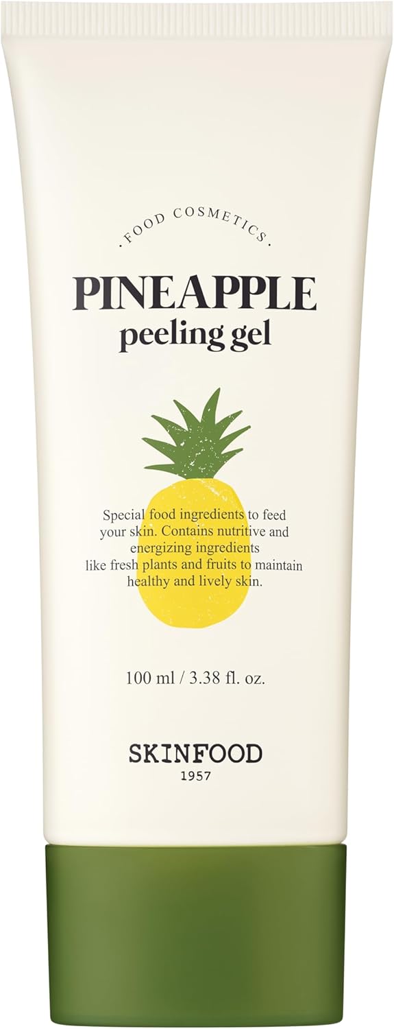SKINFOOD Pineapple Peeling Gel 3.38 fl.oz. (100ml) - Pineapple & Aloe AHA Deep Facial Exfoliating Gel, Eliminates Sebum, Skin Clear and Blemish-Free - Dead Skin Remover for Face - Facial Peel