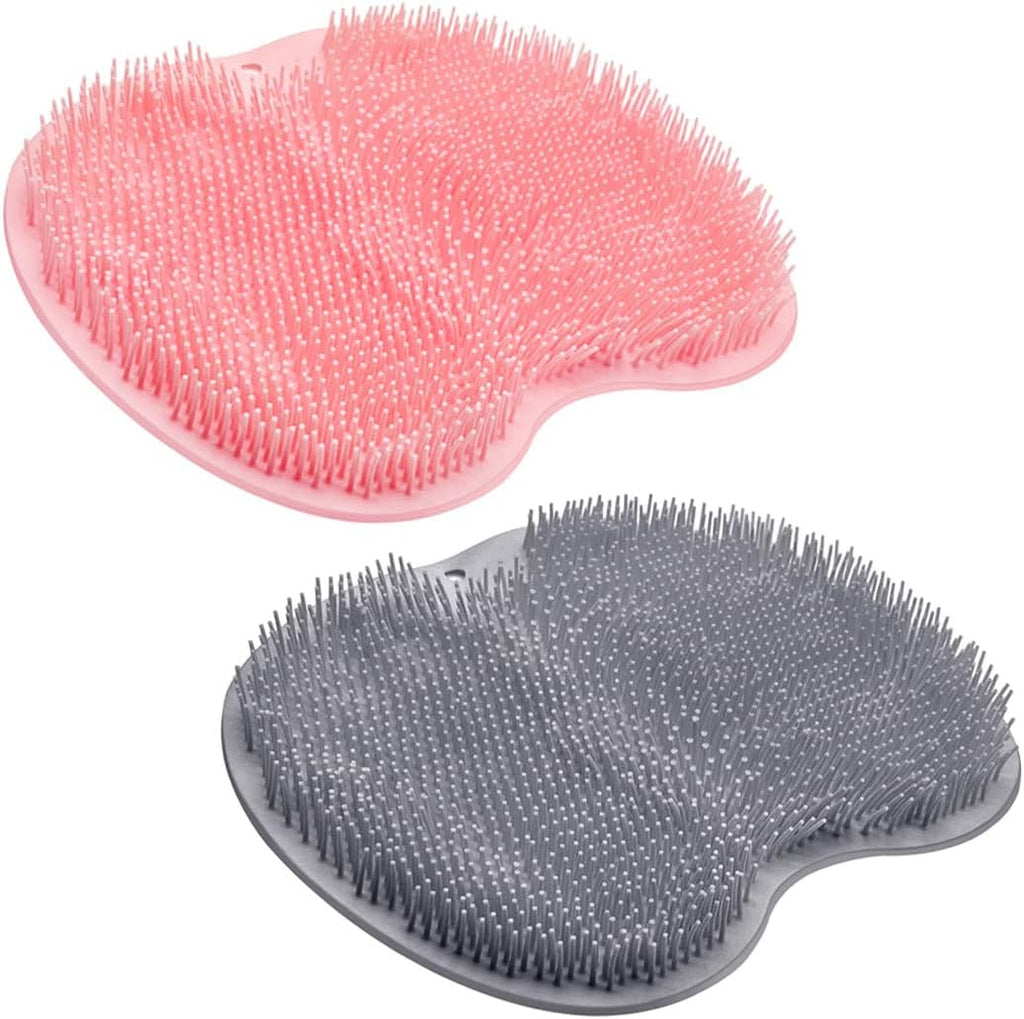 2PACK Shower Foot Scrubber Mat Back Washer Back Exfoliating Bath Wash Pad Wall Mounted Slip Suction Cups Foot Scrubber for Use in Shower Cups Foot Cleaner for Men and Women