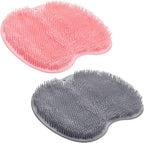 2PACK Shower Foot Scrubber Mat Back Washer Back Exfoliating Bath Wash Pad Wall Mounted Slip Suction Cups Foot Scrubber for Use in Shower Cups Foot Cleaner for Men and Women