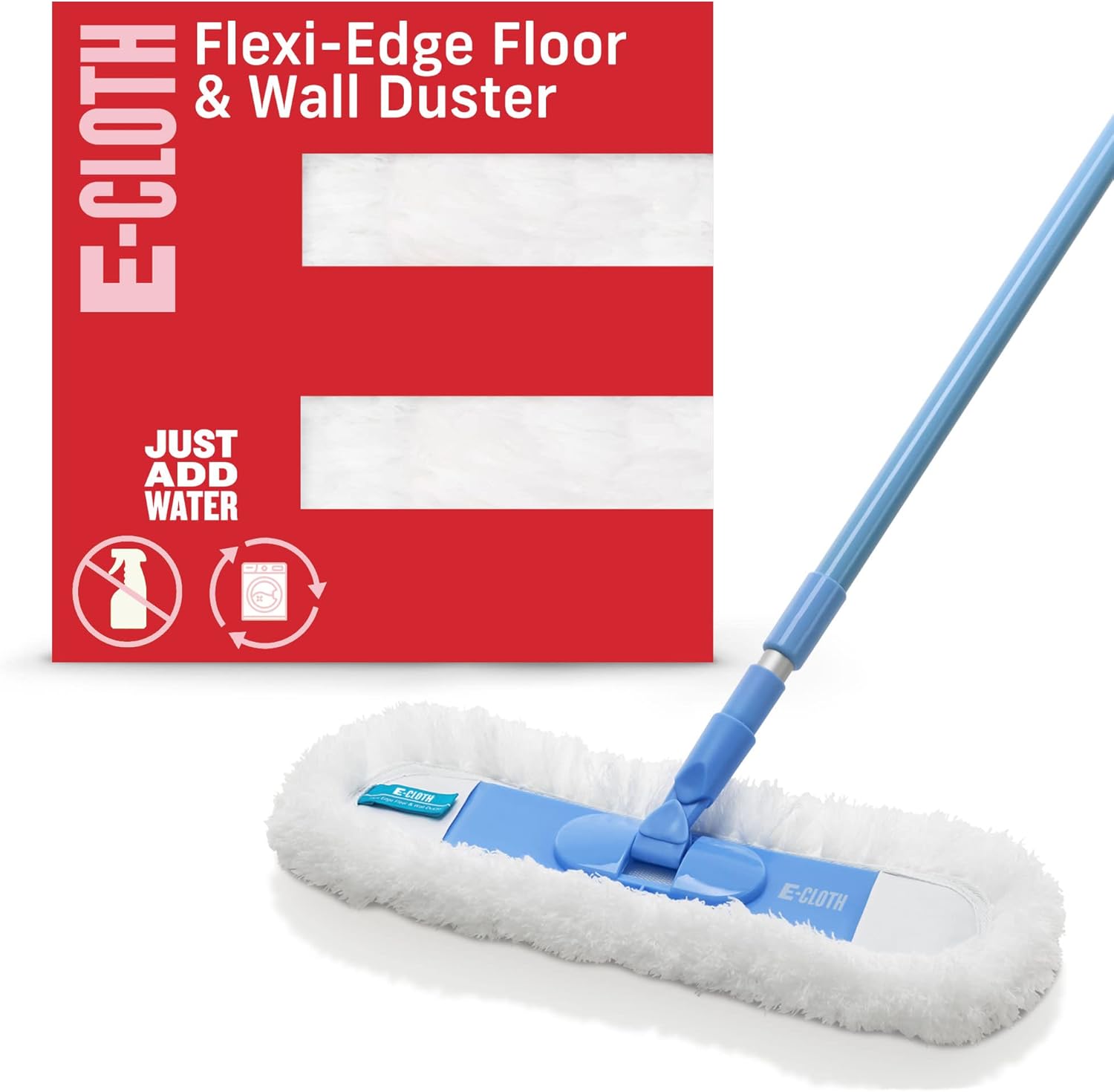 E-Cloth Flexi-Edge Floor & Wall Duster, Reusable Dusting Mop for Floor Cleaning, Floor Cleaner Ideal for Harword, Tile, Laminate and Other Hard Surfaces, 100 Wash Guarantee, 1 Pack