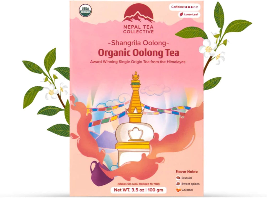 NEPAL TEA Organic Loose Leaf Oolong Tea - USDA Certified Organic Oolong Tea Loose Leaf - Premium Tea Leaves from a Family Farm in the Himalayas - Enjoy Hot or Iced - 3.5oz /100g (Shangri-La Oolong)