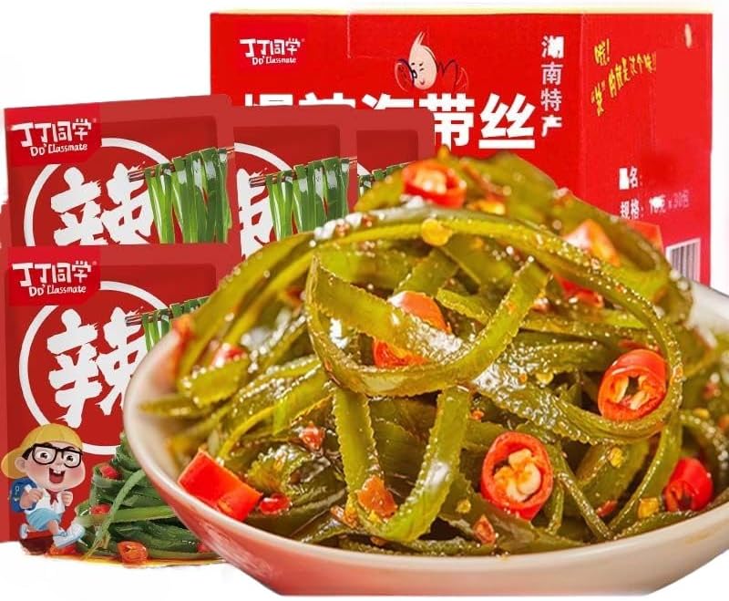 Spicy crispy kelp shreds, super spicy seaweed, Hunan red oil flavor, instant pickled vegetables 12g, Chinese latiao hot stick snacks, ready to eat kimchi, delicious pickles, casual snacks (5 packs)