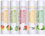 Naturistick Natural Beeswax Lip Balm 5-Pack | Assorted Flavors | Moisturizing Lip Care | 0.15 oz Tubes