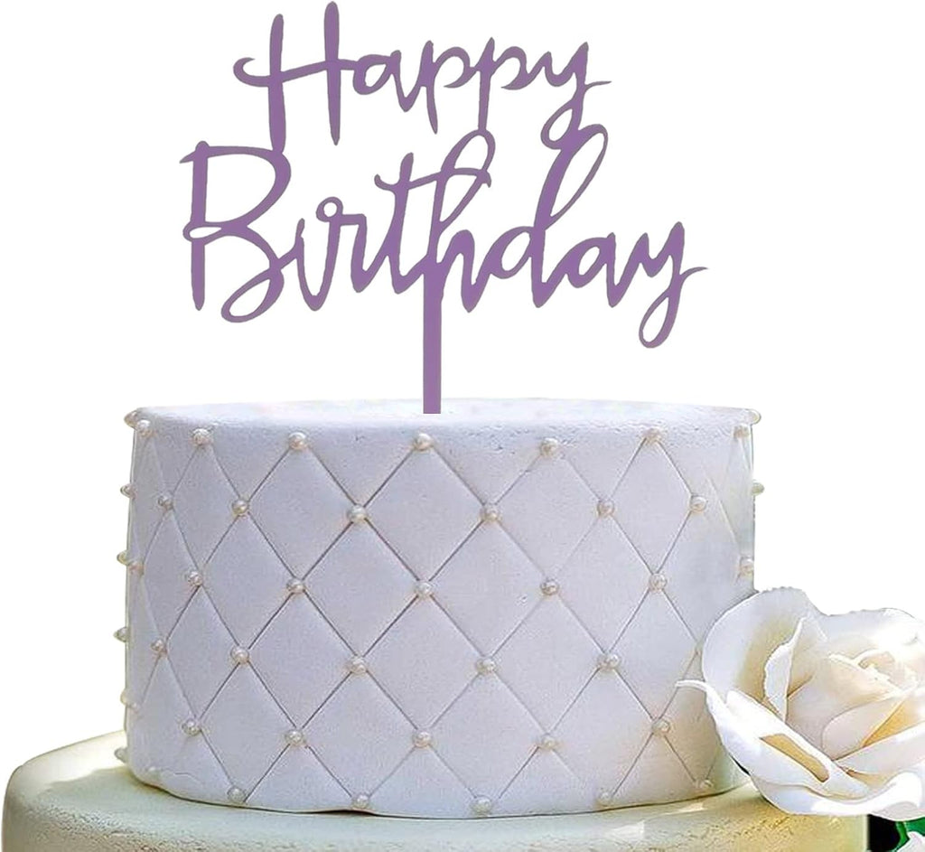 JIEEIN Happy Birthday Cake Topper - Birthday Party Event Decorations, Purple Plastic