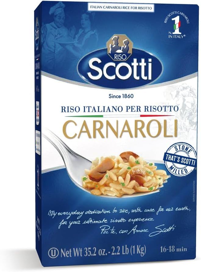 Riso Scotti, Carnaroli Risotto Rice, 2.2 lbs (1 kg), product of Italy, chef selected, gluten free, non-gmo, vacuumed packed