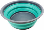 SAMMART 7.5L (1.98 Gallon) Collapsible Tub - Foldable Dish Tub - Portable Washing Basin - Space Saving Plastic Washtub (Grey/Turquoise Blue)