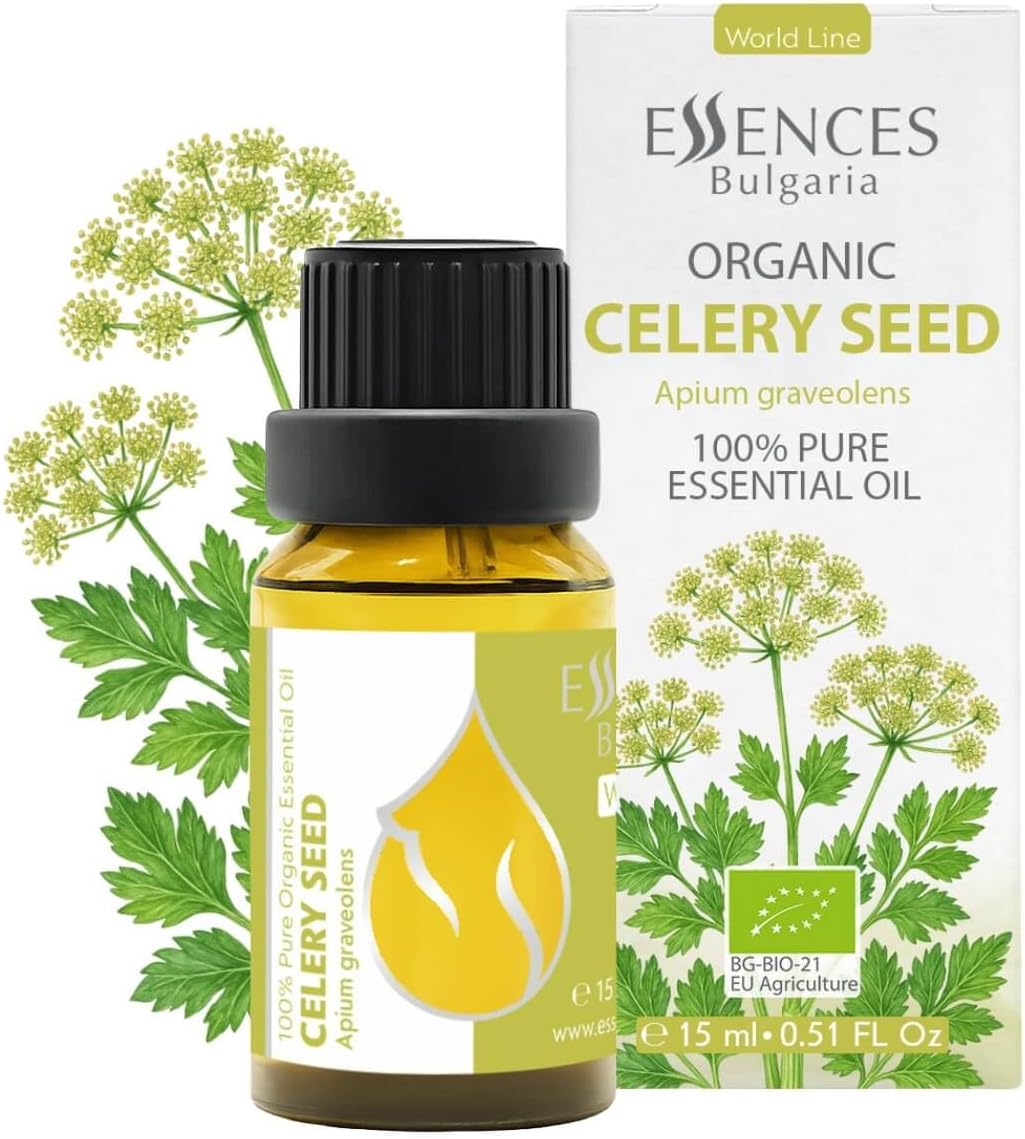 Essences Bulgaria Celery Seed Essential Oil 15ml (0.51 Fl Oz) | Apium graveolens | 100% Pure, Natural, Undiluted | Aromatherapy, Cosmetics | Vegan, Non-GMO, Cruelty-Free