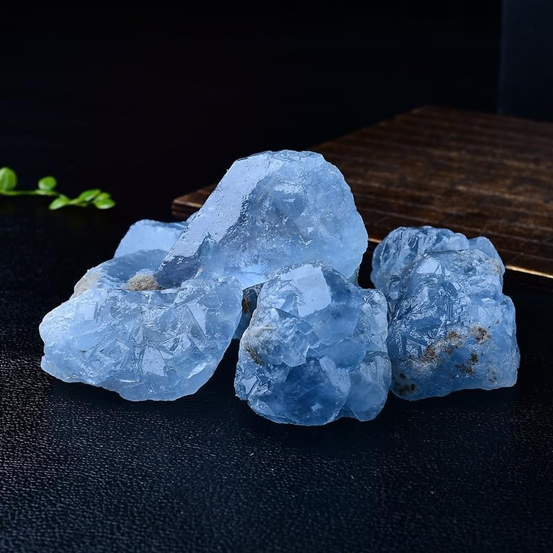 1LB Natural Blue Calcite Raw Healing Crystals, Energy Stones for Meditation, Reiki, Chakra Balancing, Home Décor and Spiritual Gifts (10-30mm)