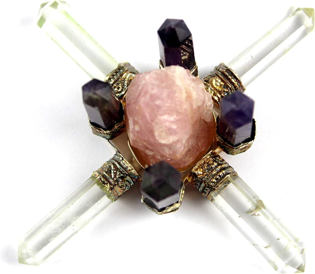 Jet Environment Energy Generator Natural Rose Amethyst Crystal Quartz Point Pyramid Generator Booklet Jet International Crystal Therapy Protection Peace Power Progress Image is JUST A Reference.
