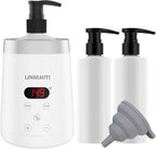Massage Oil Warmer Bottle Professional Lotion Heater for SPA, Automatic Heated Lotion Cream for Salon, Barber Shops, Home, with Two Oil Bottle Dispenser