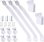 12 Inch Wire Shelf Brackets Set, 3 Pack Metal Shelf Supports + 6 Shelf Clips & 2 End Brackets, Wire Shelving Accessories for Wardrobe and Wall Bracket Installation