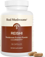 Real Mushrooms Reishi Mushroom Capsules - Handpicked Organic Mushroom Extracts - Red Reishi for Tranquil Daily Wellness with Verified Beta Glucans Vegan, Non-GMO, No Grain Fillers, 90 ct