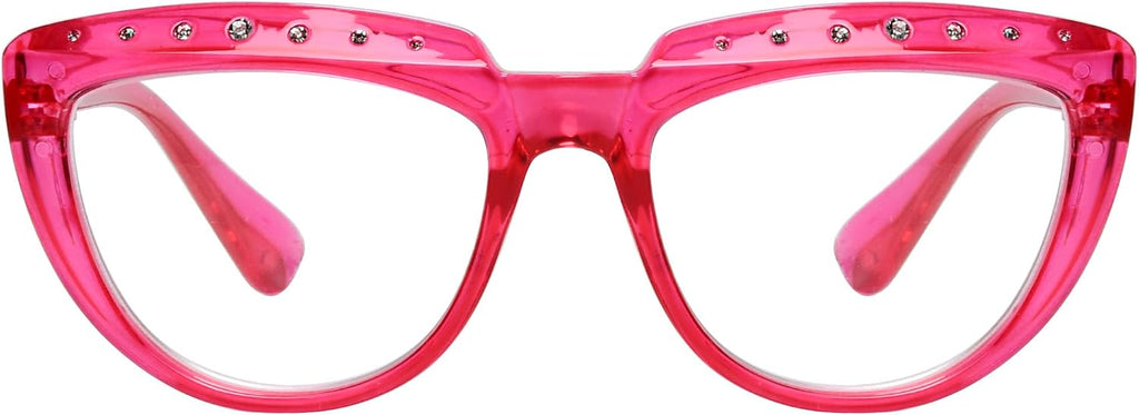 Eyekepper Reading Glasses for Women Rhinestone Readers Oversize Half-Moon Design Eyeglasses - Red+0.75