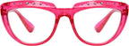 Eyekepper Reading Glasses for Women Rhinestone Readers Oversize Half-Moon Design Eyeglasses - Red+1.75