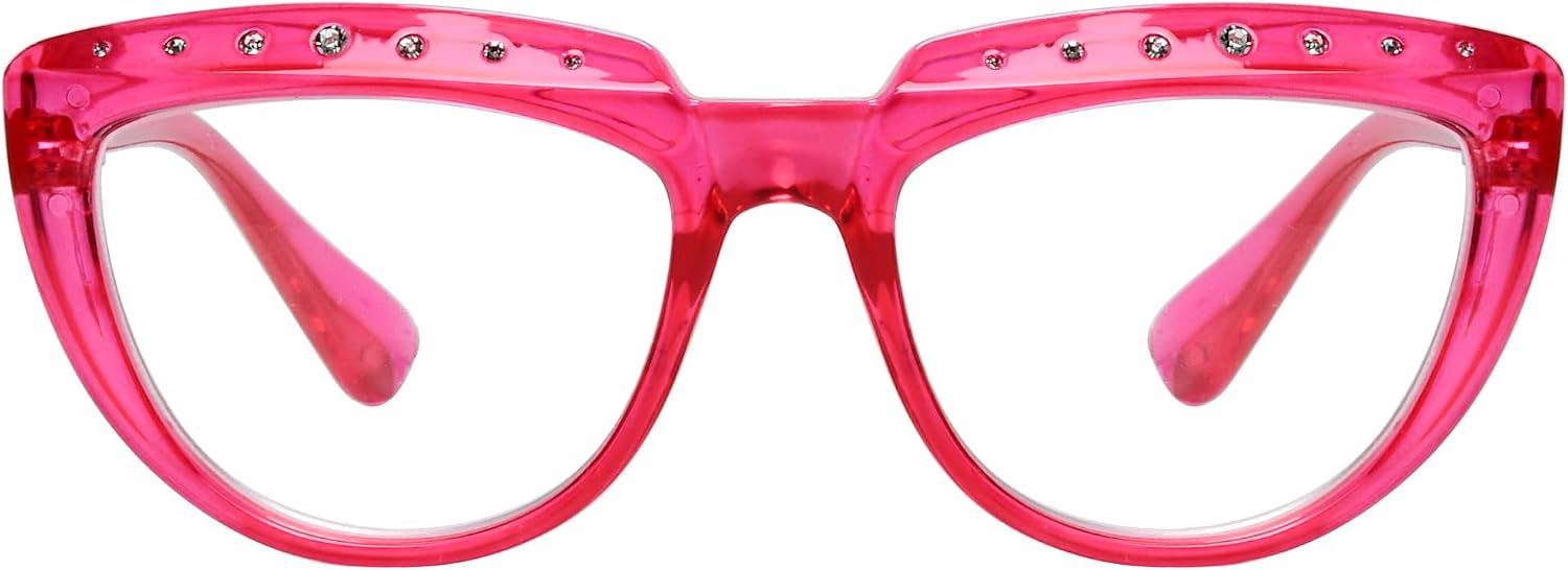 Eyekepper Reading Glasses for Women Rhinestone Readers Oversize Half-Moon Design Eyeglasses - Red+1.75