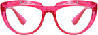 Eyekepper Reading Glasses for Women Rhinestone Readers Oversize Half-Moon Design Eyeglasses - Red+3.00