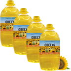 Obelys High Oleic Sunflower Oil | 4 Pack 1.3 Gallon Jug - Neutral Oil For Medium to High Heat Cooking, Non-GMO, Kosher, Cholesterol Free | 5L / 169 Oz