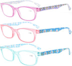 Eyekepper Womens Reading Glasses 3 Pack With comfort Spring Arms Classic Stylish Round Look-Crystal Clear Vision