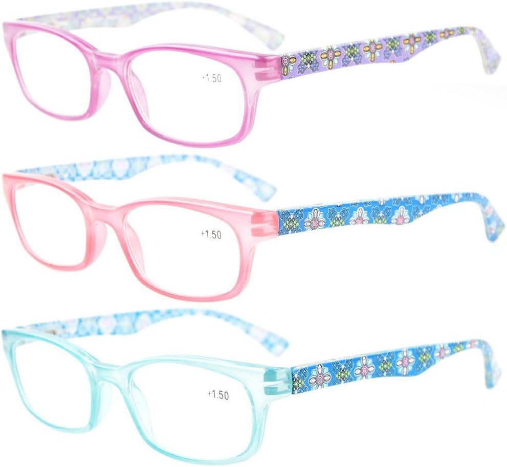 Eyekepper Womens Reading Glasses 3 Pack With comfort Spring Arms Classic Stylish Round Look-Crystal Clear Vision