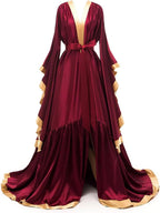 yinyyinhs Bridal Robe Long Silk Satin Bridesmaid Wedding Robes Nightgown Bathrobe Sleepwear Maternity Photoshoot Dress