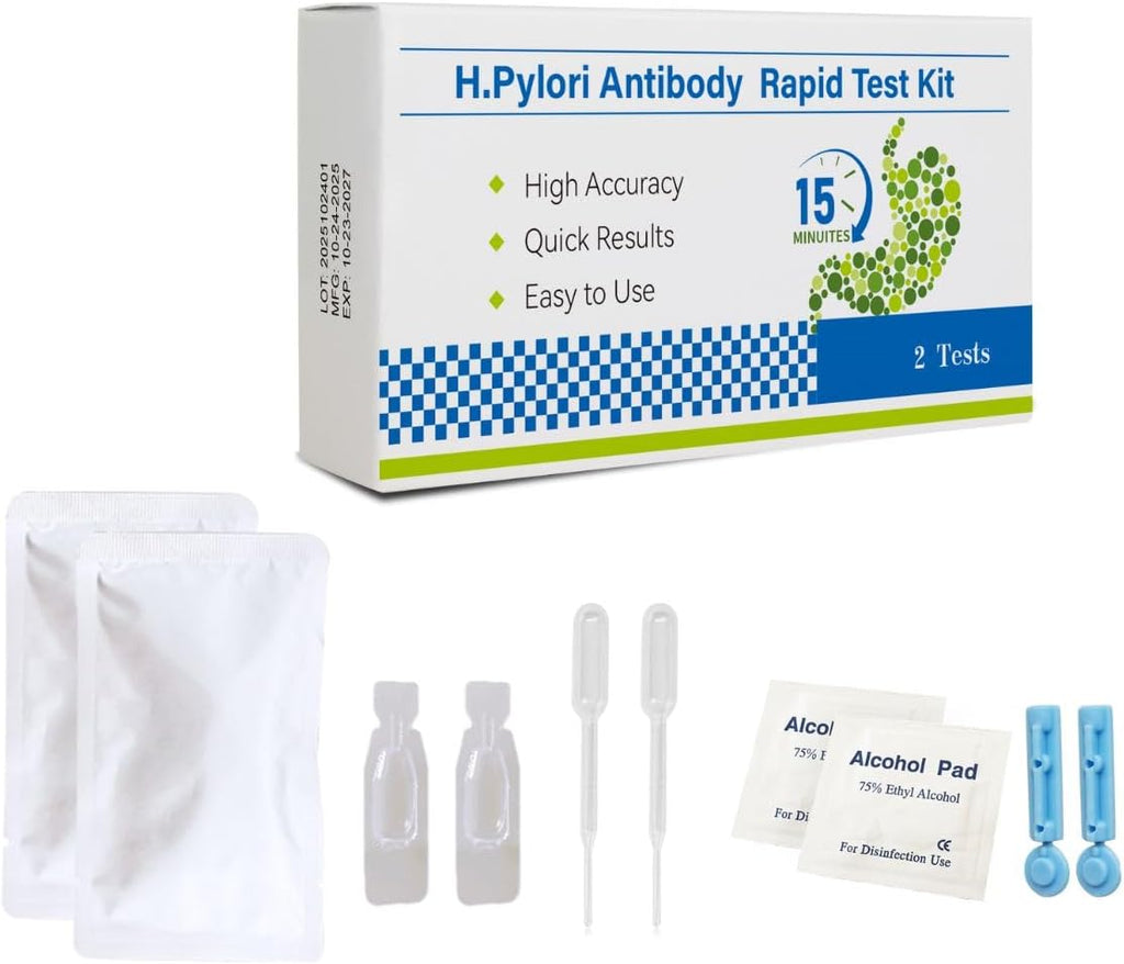H Pylori Test Kit – 2 Tests, At - Home Self - Test, Easy to Use and Fast 10-15 Min Results