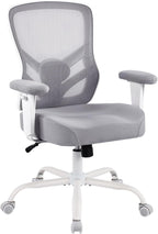 YFO Ergonomic Office Chair, Mesh Computer Desk Chair with Adjustable Back Lumbar Support and Armrests, Comfy Executive Rolling Swivel Task Chair for Home Office, Grey
