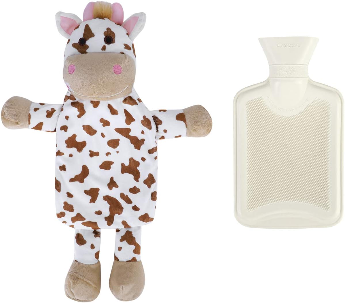 Hot Water Bottle with Plush Cover Cute Animal Hand Warmer Bottle 1 Liter Hot Water Bag for Kids Men Women