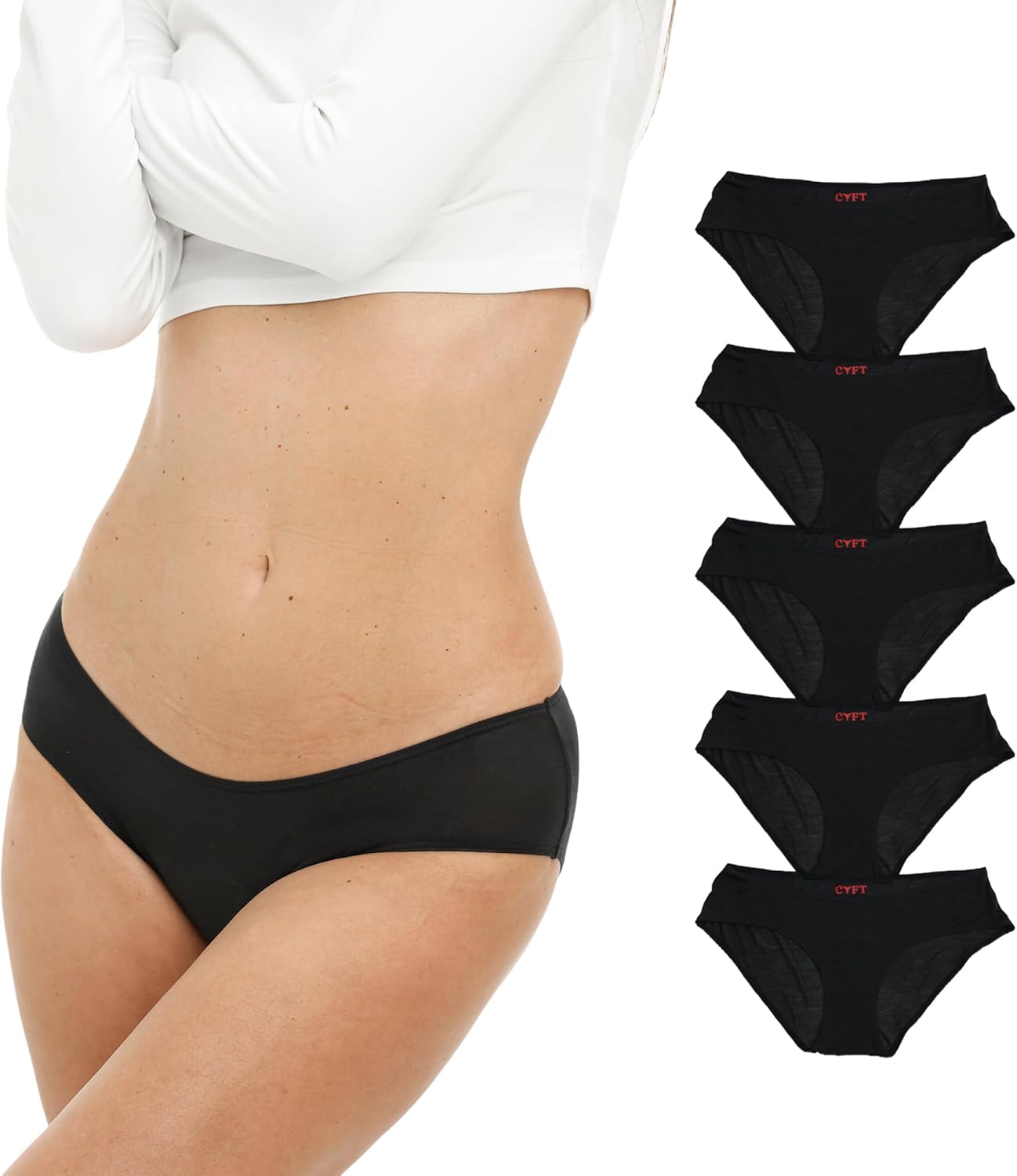 CUFT® Women’s TENCEL™ - NON-TOXIC - Bikini Underwear – Breathable, Plastic-Free Fabric, Lightweight & Odor Reducing - 5 Pack